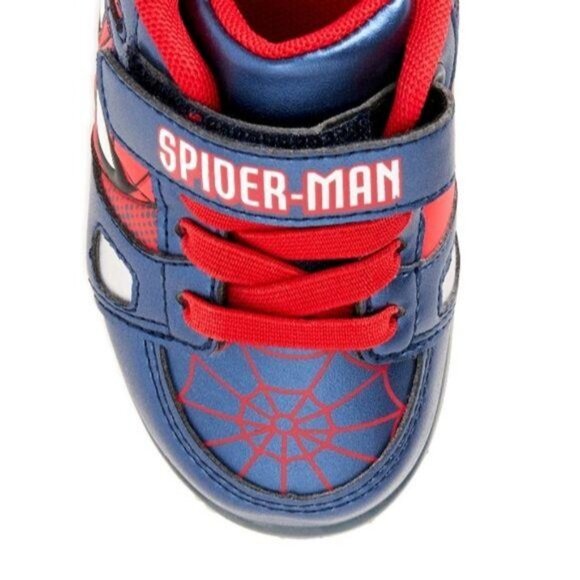 Marvel Spider-Man Kids  Red Blue Hook & Loop Strap Light-Up Sneakers Size 7 - Picture 5 of 9